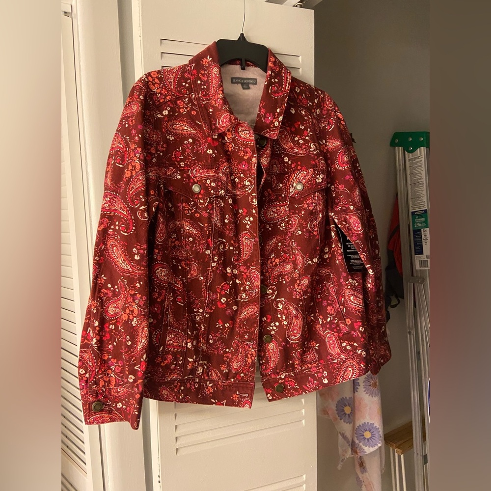 Paisley Red Button-Up Jacket